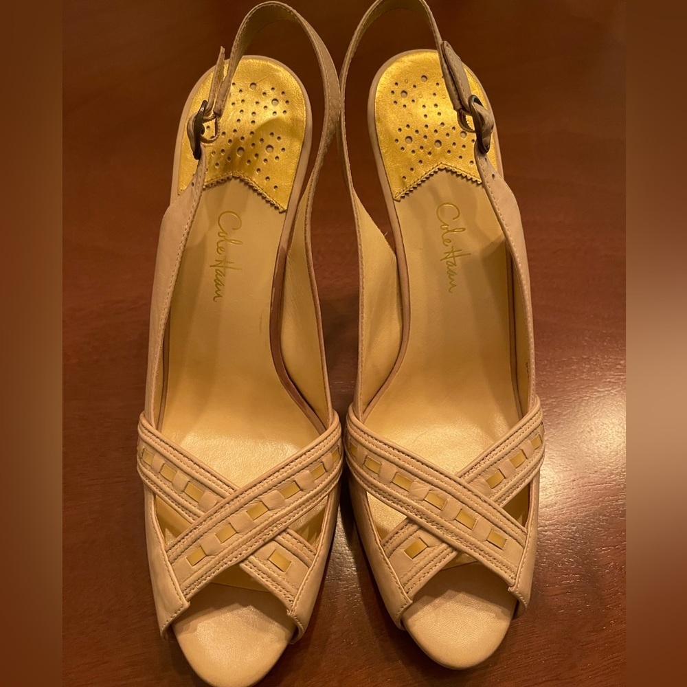 Cole Haan Nike Air Peep Toe Slingbacks in Nude